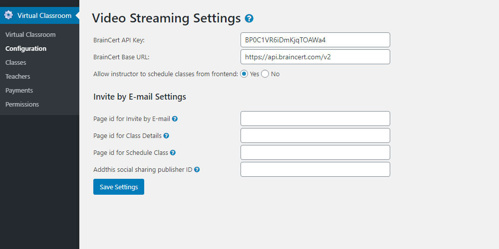 Video Streaming Settings