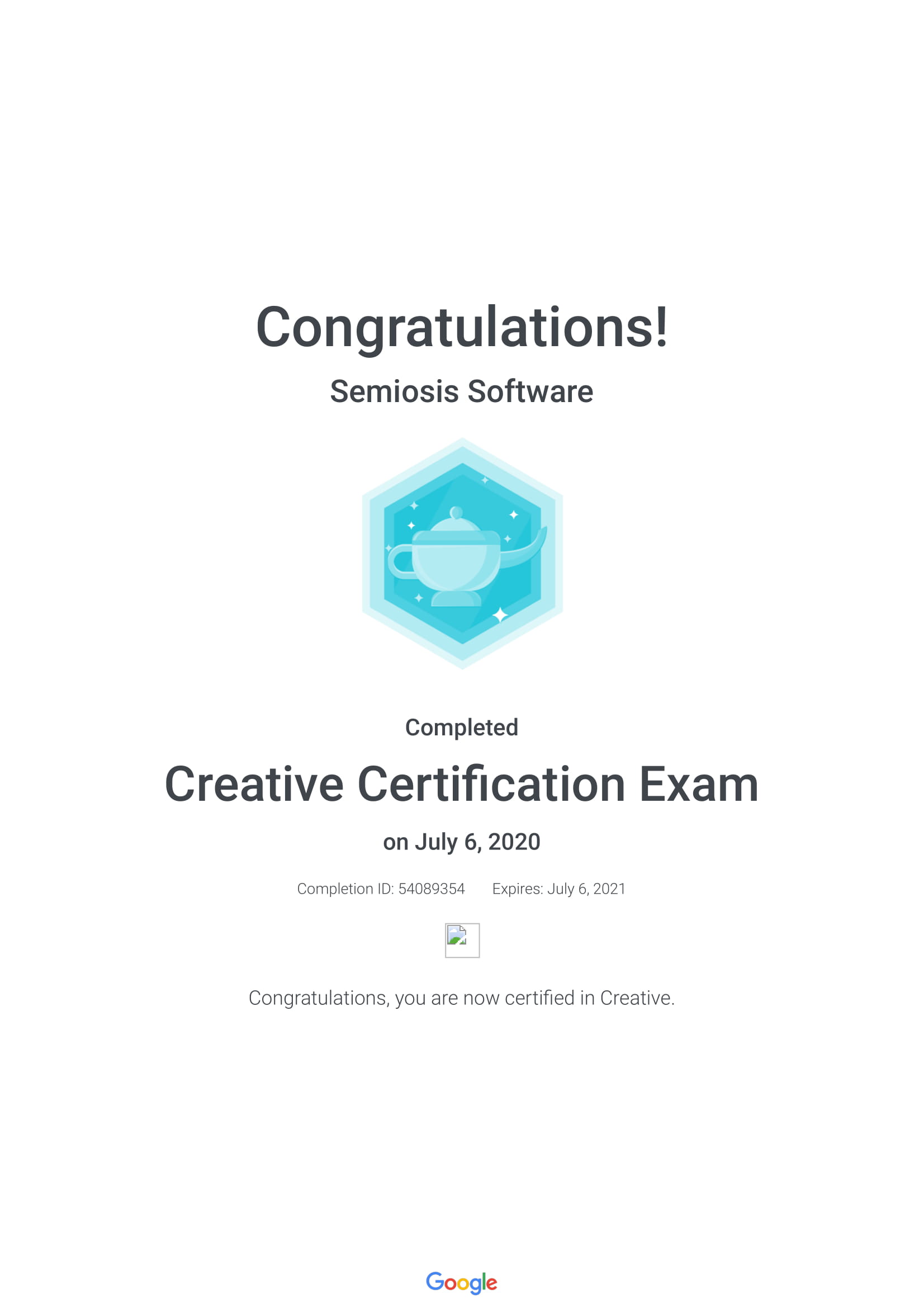 Creative Certification Exam