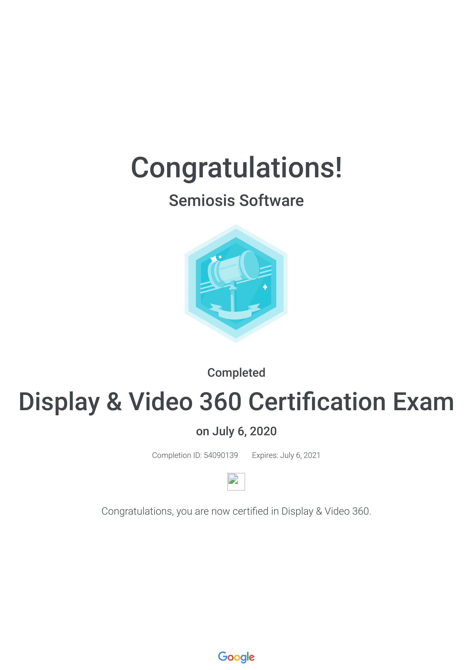 Display & Video 360 Certification Exam