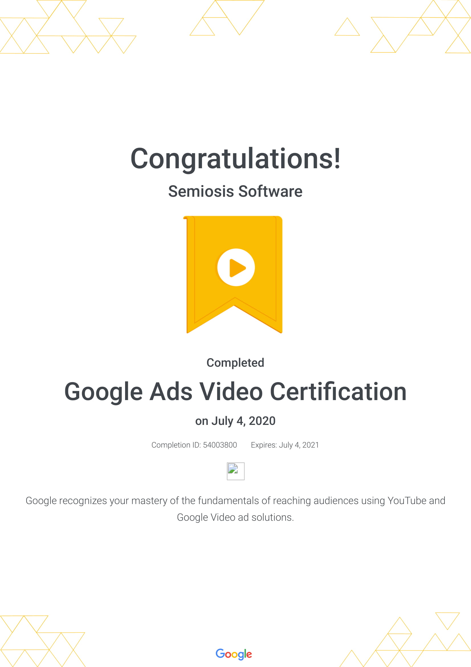 Google Ads Video Certification